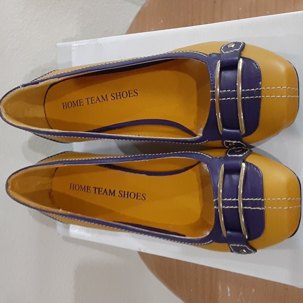 Home Team LSU Purple & Gold Leather Wedged Flats - Size 7 -FLAT1001 - NIB